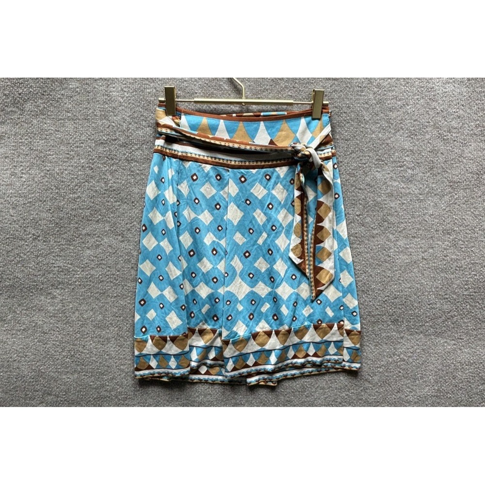 Diane Von Furstenberg Skirt Womens Small Mutlicolor Geo Print Artistic EUC 20"